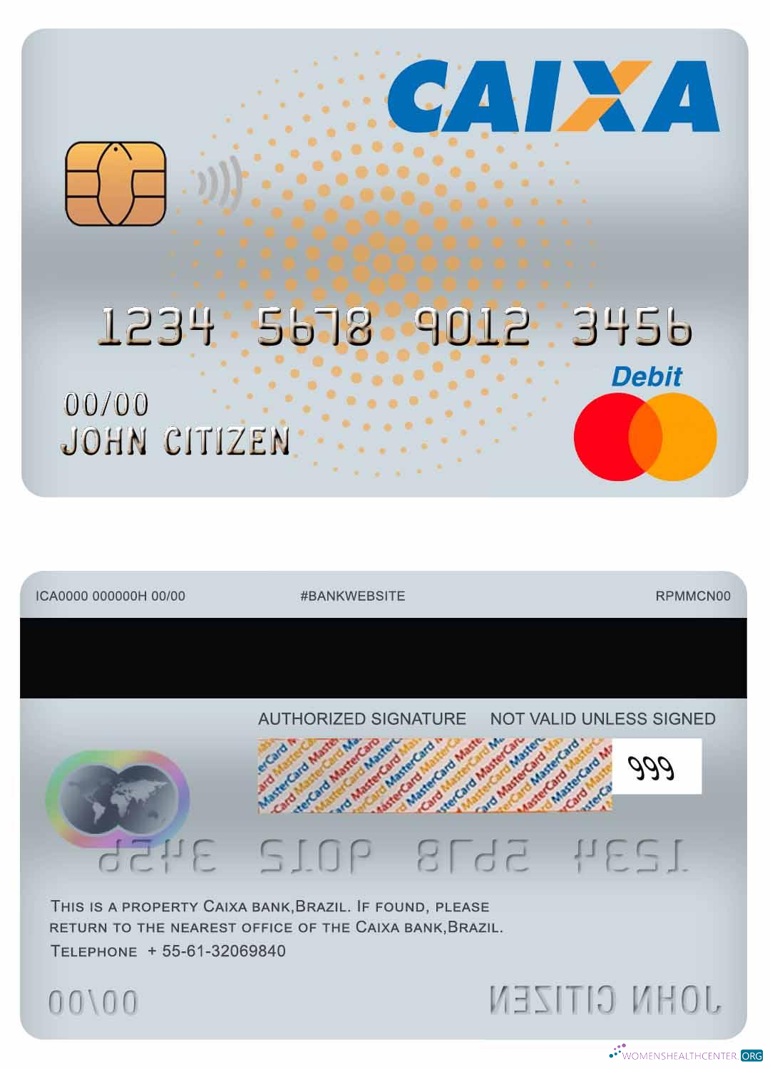 Download Brazil Caixa bank master debit card Photoshop template